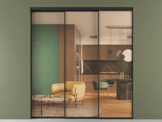 Перегородка Formato внутри проёма 3 створки с синхронным механизмом