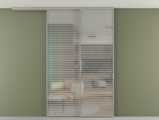 Перегородка Формато вдоль стены на потолок 2 створки с синхронным механизмом