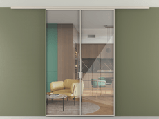 Перегородка Формато вдоль стены на потолок 2 створки