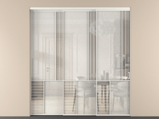 Перегородка Mosaic внутри проёма 3 створки с синхронным механизмом