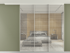 Перегородка Формато вдоль стены на потолок 3 створки с синхронным механизмом