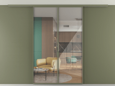 Перегородка Формато вдоль стены на потолок 2 створки