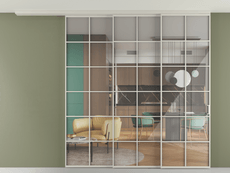 Перегородка Formato вдоль стены на потолок 3 створки с синхронным механизмом