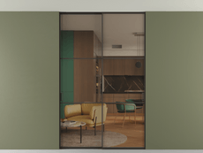 Перегородка Formato внутри проёма скрытое крепление в потолок 2 створки