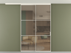 Перегородка Formato вдоль стены на потолок 2 створки с синхронным механизмом