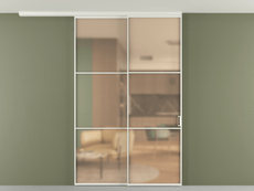 Перегородка Формато вдоль стены на потолок 2 створки с синхронным механизмом