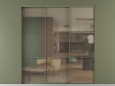 Перегородка Formato внутри проёма 3 створки с синхронным механизмом