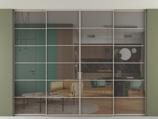 Перегородка Formato внутри проёма скрытое крепление в потолок 4 створки