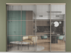 Перегородка Formato внутри проёма 4 створки с синхронным механизмом