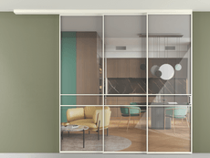 Перегородка Formato вдоль стены на потолок 3 створки с синхронным механизмом