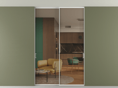 Перегородка Formato внутри проёма скрытое крепление в потолок 2 створки