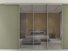 Перегородка Formato вдоль стены на потолок 3 створки с синхронным механизмом