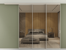 Перегородка Formato вдоль стены на потолок 3 створки с синхронным механизмом