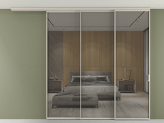 Перегородка Formato вдоль стены на потолок 3 створки с синхронным механизмом