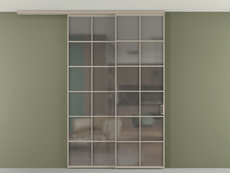 Перегородка Формато вдоль стены на потолок 2 створки с синхронным механизмом