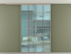 Перегородка Формато вдоль стены на потолок 2 створки с синхронным механизмом