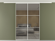 Перегородка Formato вдоль стены на потолок 2 створки