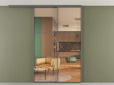 Перегородка Формато вдоль стены на потолок 2 створки с синхронным механизмом