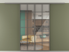 Перегородка Formato вдоль стены на потолок 2 створки