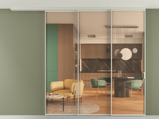 Перегородка Формато вдоль стены на потолок 3 створки с синхронным механизмом