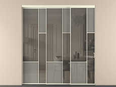 Перегородка Мозаик внутри проёма 3 створки с синхронным механизмом