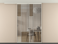 Перегородка Mosaic вдоль стены на потолок 2 створки с синхронным механизмом