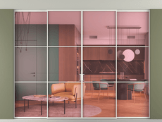 Перегородка Формато внутри проёма скрытое крепление в потолок 4 створки