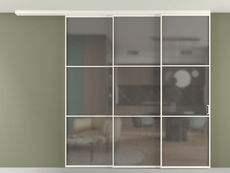 Перегородка Formato вдоль стены на потолок 3 створки с синхронным механизмом