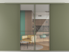 Перегородка Формато вдоль стены на потолок 2 створки