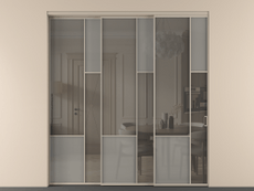 Перегородка Мозаик внутри проёма 3 створки с синхронным механизмом