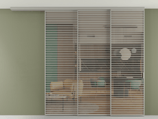 Перегородка Формато вдоль стены на потолок 3 створки с синхронным механизмом