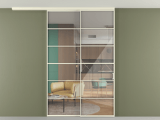 Перегородка Formato вдоль стены на потолок 2 створки с синхронным механизмом