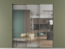 Перегородка Formato внутри проёма 3 створки с синхронным механизмом