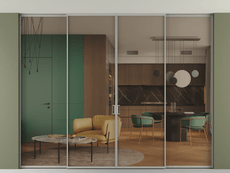 Перегородка Formato внутри проёма скрытое крепление в потолок 4 створки