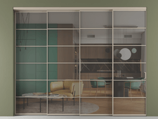 Перегородка Formato внутри проёма 4 створки с синхронным механизмом