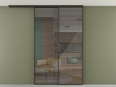 Перегородка Формато вдоль стены на потолок 2 створки с синхронным механизмом