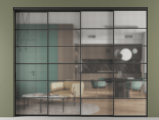 Перегородка Formato внутри проёма 4 створки с синхронным механизмом