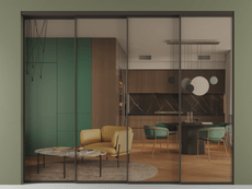 Перегородка Формато внутри проёма 4 створки с синхронным механизмом