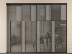 Перегородка Mosaic внутри проёма 4 створки с синхронным механизмом