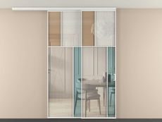 Перегородка Мозаик вдоль стены на потолок 2 створки с синхронным механизмом