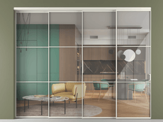 Перегородка Формато внутри проёма 4 створки с синхронным механизмом