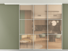 Перегородка Формато вдоль стены на потолок 3 створки с синхронным механизмом