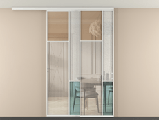 Перегородка Мозаик вдоль стены на потолок 2 створки с синхронным механизмом