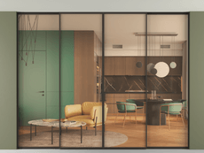 Перегородка Формато внутри проёма скрытое крепление в потолок 4 створки