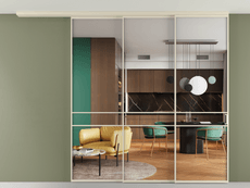 Перегородка Formato вдоль стены на потолок 3 створки с синхронным механизмом