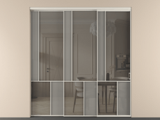 Перегородка Мозаик внутри проёма 3 створки с синхронным механизмом