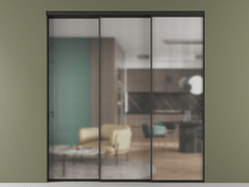 Перегородка Formato внутри проёма 3 створки с синхронным механизмом