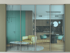 Перегородка Formato внутри проёма скрытое крепление в потолок 4 створки