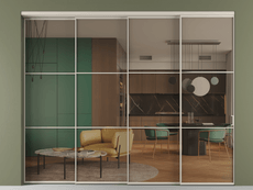 Перегородка Formato внутри проёма 4 створки с синхронным механизмом