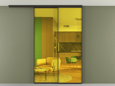 Перегородка Formato вдоль стены на потолок 2 створки с синхронным механизмом